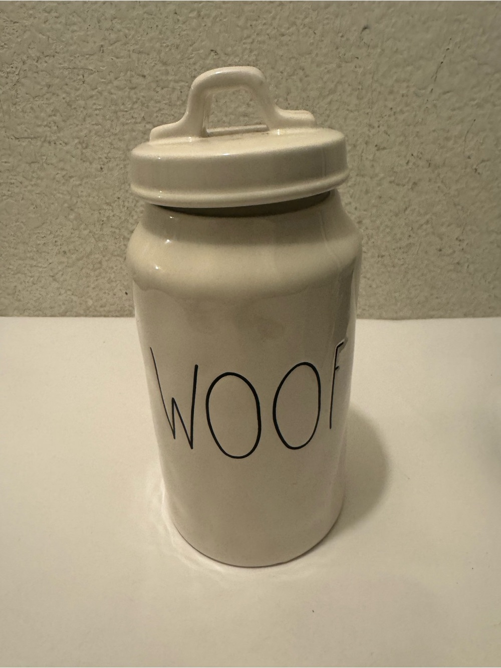 Rae Dunn WOOF Canister - Cream White